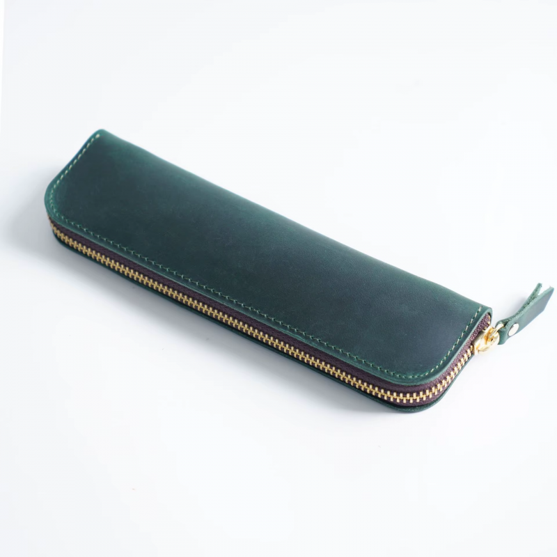 Trusa Verde Din Piele Naturala Pentru Stilouri