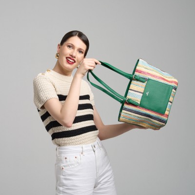 Geanta Verde Shopper Combinata