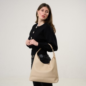 Geanta Shopper Bej-Inchis Cu O Toarta