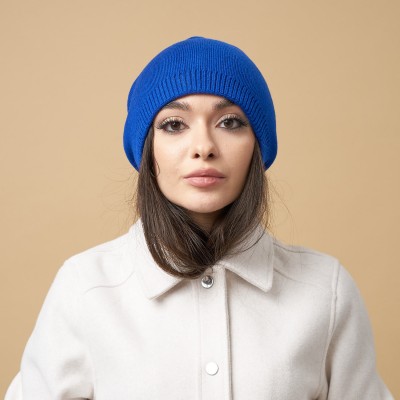 Caciula Beanie Albastra Din Tricot Subtire De Casmir 