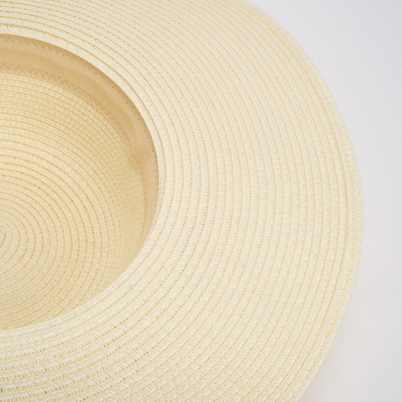 Palarie Crem De Paie Cu Perle