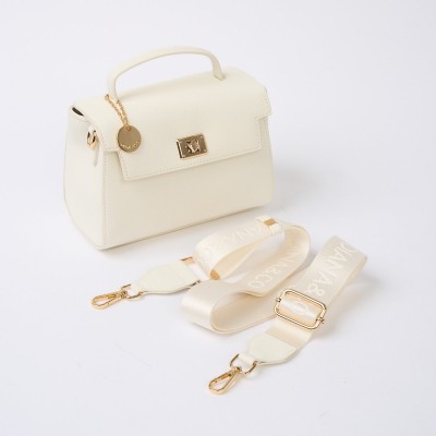 Mini-Geanta City Alba Cu Geometrie