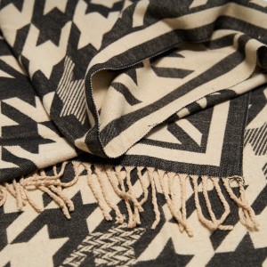 Esarfa Cu Lana Neagra Si Imprimeu Houndstooth Esarfa Cu Lana Neagra Si Imprimeu Houndstooth