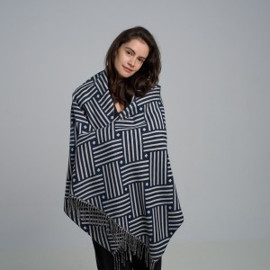 Esarfa Dubla Bleumarin Cu Imprimeu Geometric Esarfa Dubla Bleumarin Cu Imprimeu Geometric