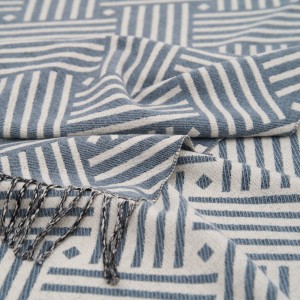 Esarfa Dubla Albastra Cu Imprimeu Geometric Esarfa Dubla Albastra Cu Imprimeu Geometric