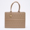 Geanta Shopper Bej-Inchis Matlasata Cu Doua Manere