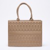 Geanta Shopper Bej-Inchis Matlasata Cu Doua Manere