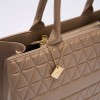Geanta Shopper Bej-Inchis Matlasata Cu Doua Manere