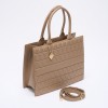 Geanta Shopper Bej-Inchis Matlasata Cu Doua Manere