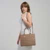 Geanta Shopper Bej-Inchis Matlasata Cu Doua Manere