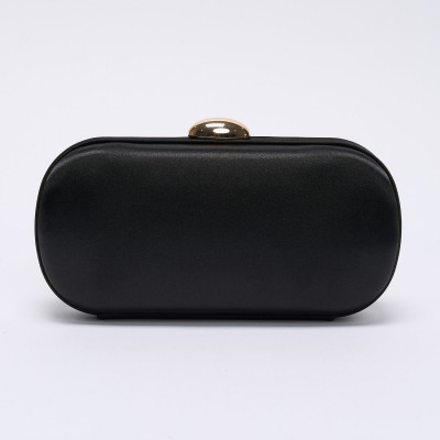 Clutch Maddy Rigid Negru Cu Lant Auriu