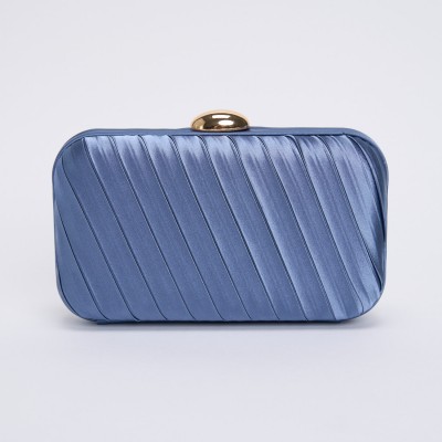 Clutch Tess Albastru Tip Poseta Cu Pliuri