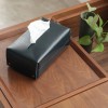 Suport Cutie Servetele Din Piele Naturala Neagra