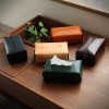 Suport Cutie Servetele Din Piele Naturala Burgundi